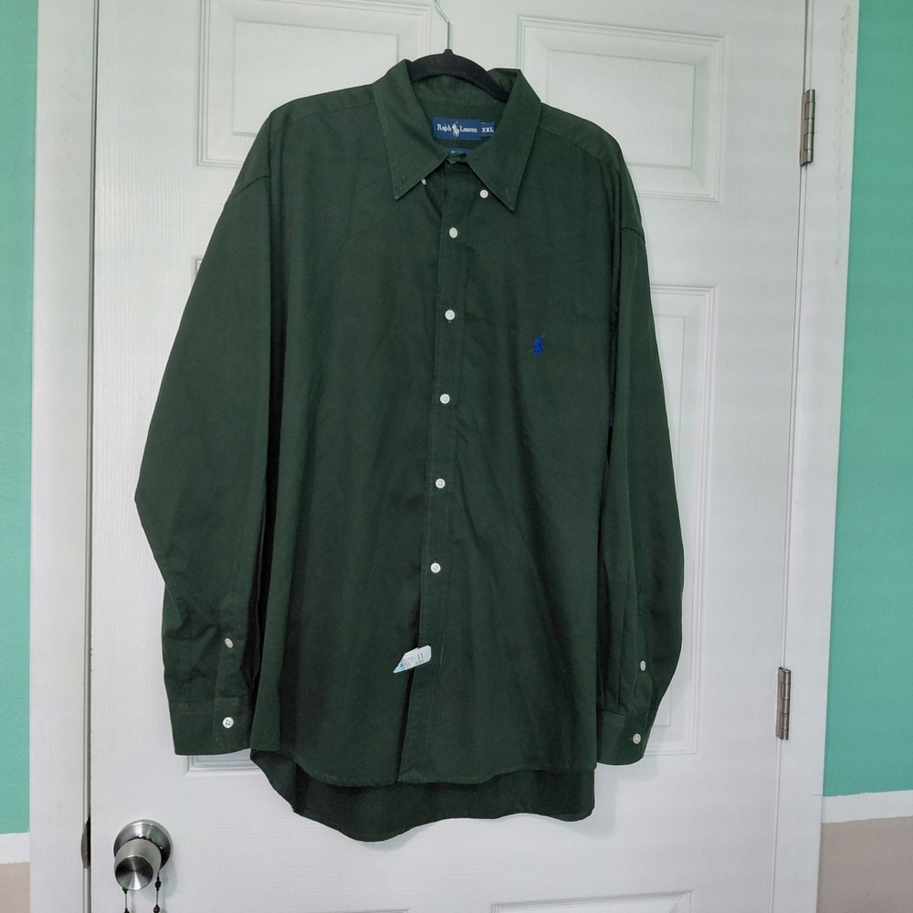 Ralph Lauren Blake Mens XXL Forest Green Cotton Long Sleeve Button Down Shirt